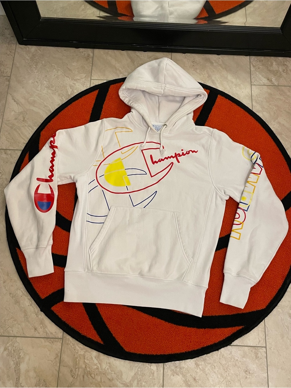 🎨Champion Reverse Weave Multicolor-Graphic Sketch Hoodie🖌️ Size- Small